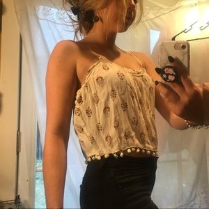 Patterned Boxed Cropped Tank